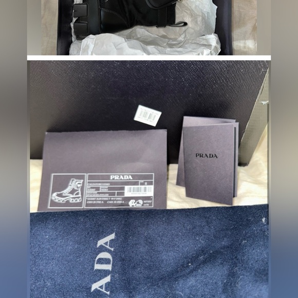 Prada Monolith leather combat boots with pouch - Picture 3 of 5